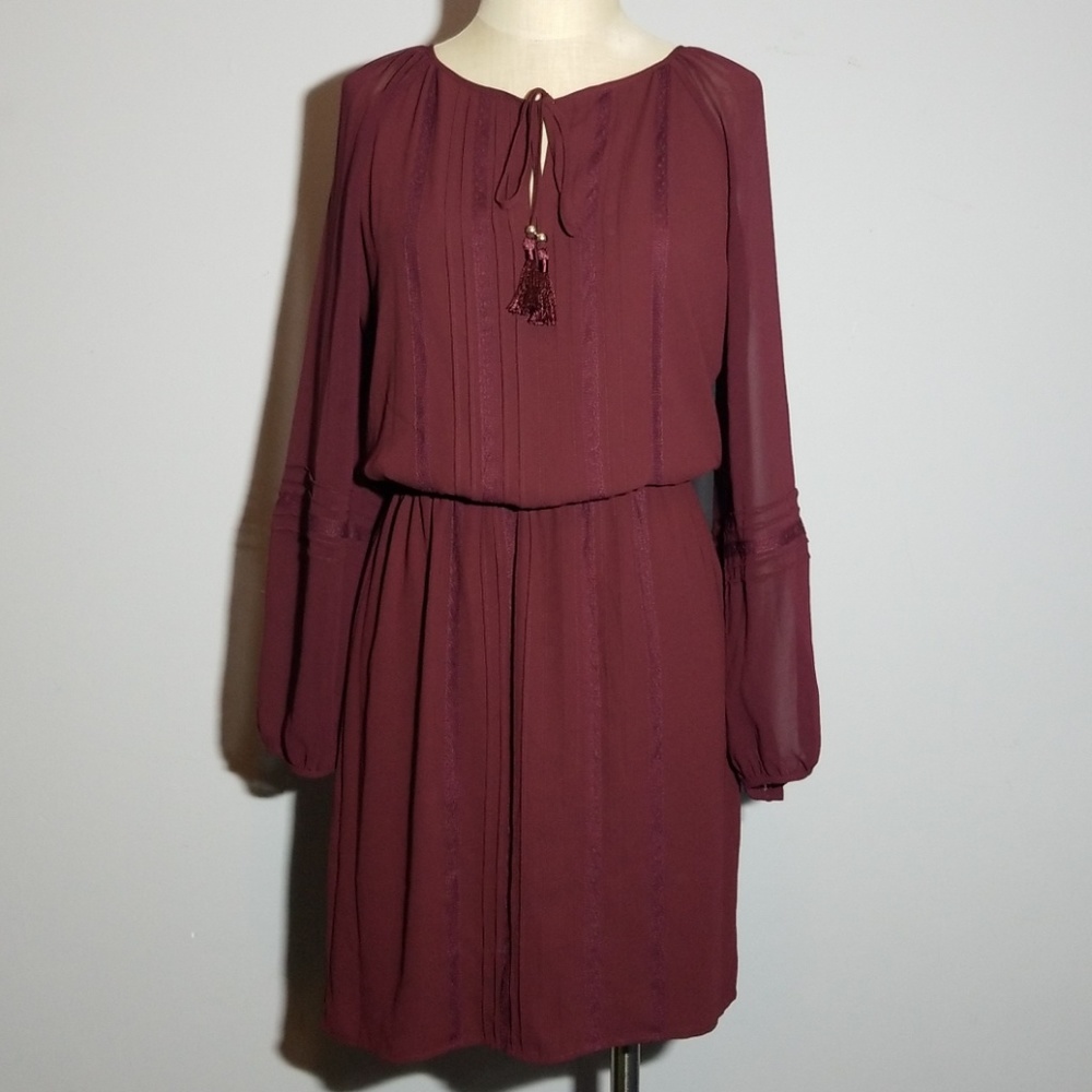 WHBM maroon blouson dress size XS